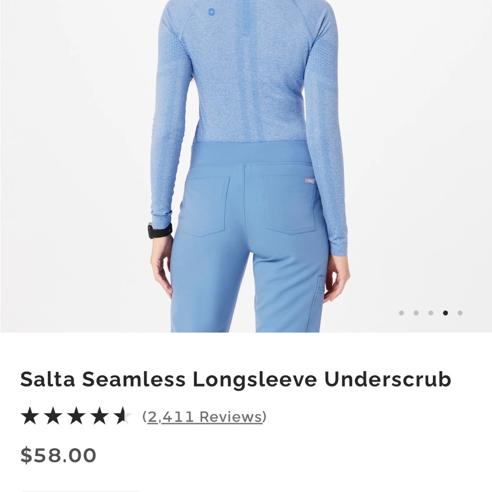 Figs Long Sleeve Top in dusty blue - Picture 4 of 4
